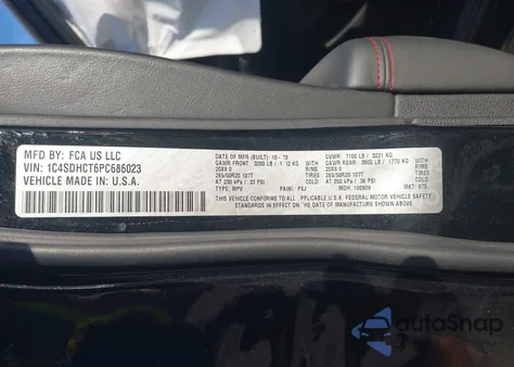 2023 Dodge Durango R/T Premium Rwd из США, поврежденный, VIN 1C4SDHCT6PC686023